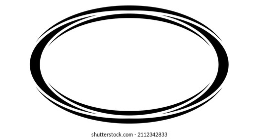Oval round frame banner border vector freehand drawing, round markers
