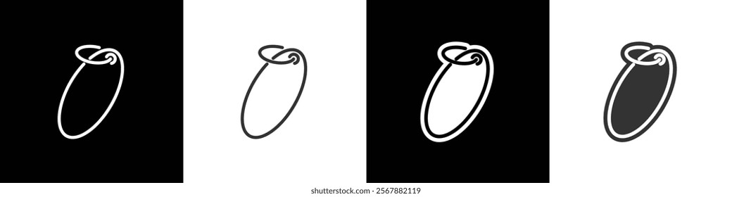 Oval round price tag line and flat icon. Price tag icon vetor illustration in black white and transparent background. Eps10