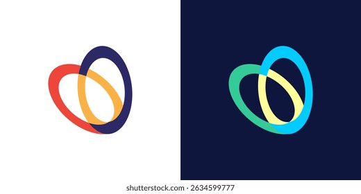 Oval round ring color icon logo colorful abstract isolated vector