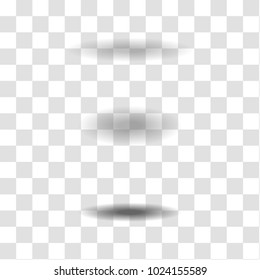 Oval or round shadows vector realistic isolated set on transparent background. Tab dividers lower shadow shade effect with soft smooth edges for web design element
