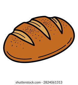 Oval rye bread loaf vector illustration fresh crusty wheat artisan bread icon