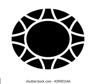 Oval sapphire gem flat vector icon for apps and websites