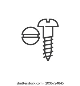 Oval screw line icon. linear style sign for mobile concept and web design. Pan head screw outline vector icon. Symbol, logo illustration. Vector graphics