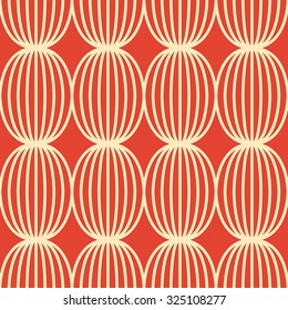 Oval seamless pattern in red and beige colors. Vector illustration.