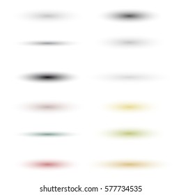 Oval shadow for tab dividers isolated on white background vector set.