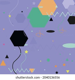 Oval Shadows Polygon Silver Vector Illustration. Zigzag Lines Blue Orange Grey Geometrical Art Illustration. Pink Triangle Calm Ornamental Fabrics. Green Black Pastel Chaos Modern Hipster Background.