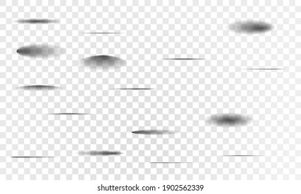 Oval shadows. Set of collection of shadows, on a transparent background. Vector