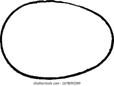 Oval shape, a closed curve in a plane which more or less, resembles the outline of an egg, its three-dimensional version is called as ovoid, vintage line drawing or engraving illustration.