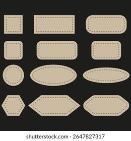 Oval shape collection. Ellipse form set. Beige geometric elements. Vector rounded designs.
