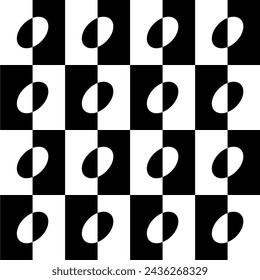 Forma ovalada en color de contraste, blanco negro, se puede utilizar para papel tapiz, cubierta, tarjeta de felicitación, decoración, adorno, fondo, envoltura, tela, textil, moda, azulejo, patrón de alfombra, etc. Vector