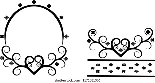 Oval shape element Flowers for design monograms, invitations, frames, menus, labels and websites. Graphic elements for catalog design and brochures. And enter a gentle text.