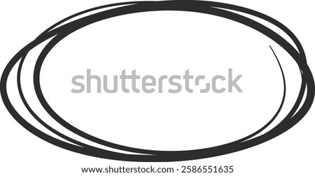 Oval shape emphasizing important information, using a hand drawn style with multiple outlines, creating a visually appealing element on white background