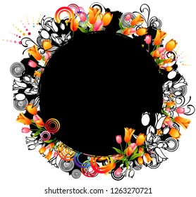 Forma ovalada con diseño de flora