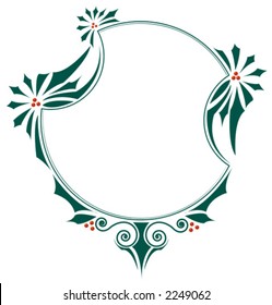 Oval Shape Frame with Holiday Motif (Holly Berries)