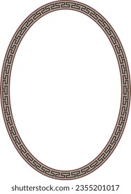 Oval Shape geometric shape old Greek key pattern Greek meander pattern antique retro vintage meander old-fashioned design picture frame art and craft borders element decorate isolated background