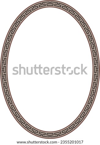 Oval Shape geometric shape old Greek key pattern Greek meander pattern antique retro vintage meander old-fashioned design picture frame art and craft borders element decorate isolated background