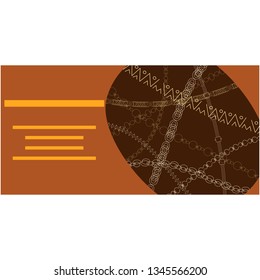 Oval shape with gold chains. Space for your text. Card template, poster, banner vector design, jewellery store advertisements. Vector illustration.