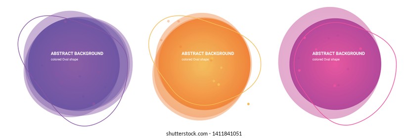 Oval Shape Minimal Design Multicolored Gradients Abstract Backgrounds for Banner, Presentation. Isolated Round Design Elements with Wavy Shape in Purple Heart, Medium Purple colors.