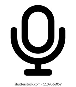 An oval shape placed over a free standing mount, this is icon for microphone 