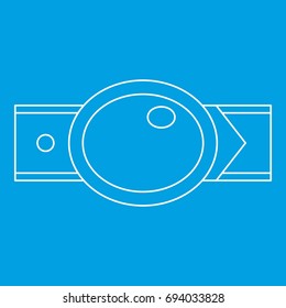 Oval shaped buckle icon blue outline style isolated vector illustration. Thin line sign