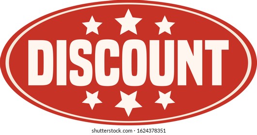 Oval Shaped Discount Sticker Sign. 