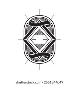 Oval shaped ethnic frame design with border elements