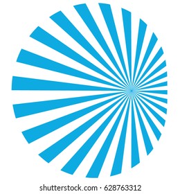 An oval shaped, off-center abstract sunburst in vector illustration.