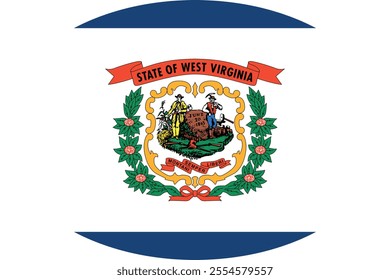 Oval shaped printable vector flag of the United States of America federal state of WEST VIRGINIA