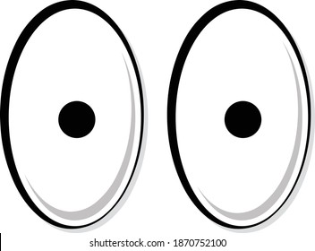 Oval shaped surprised emotion cartoon eyes with pupils illustration. Illustrator eps vector graphic design.