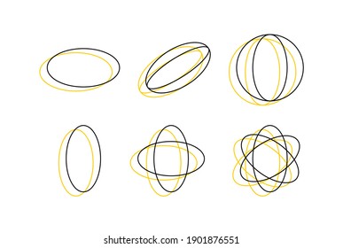 Oval Shapes Icon set in vector illustration. Different angle of Oval shapes in vector. Shapes like Oval, Ball, Orbit, etc.