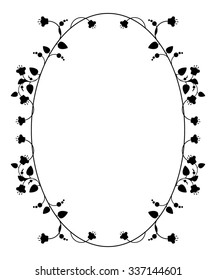 Oval silhouette frame with floral elements
