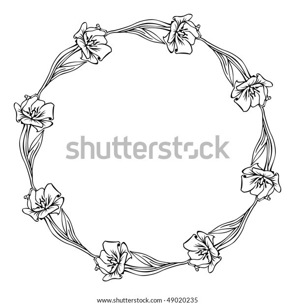 Oval Silhouette Frame Flowers Stock Vector Royalty Free Shutterstock