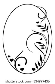 Oval silhouette frame with hearts
