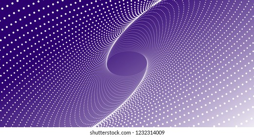 Oval smooth pattern of many white dots on blue violet background. Vector EPS