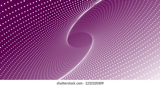 Oval smooth pattern of many white dots on blue pink violet background. Vector EPS