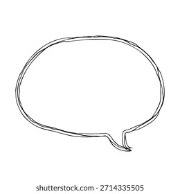 Burbuja de discurso ovalado dibujado a mano icono Monocromo Ilustración vectorial con múltiples líneas superpuestas