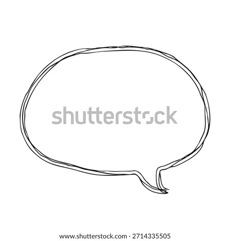 Oval speech bubble hand-drawn icon Monochrome vector illustration with multiple overlapping lines