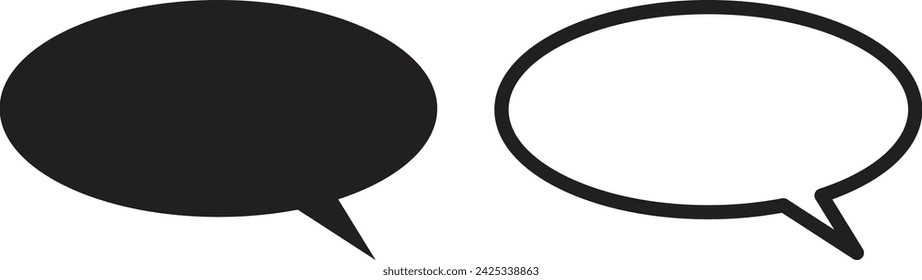 oval speech bubble icon set in two styles isolated on white background . Vector illustration