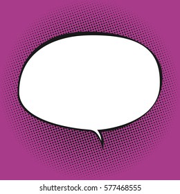 Oval Speech Bubble on Halftone Background, Retro Style, Black Dots in the Form of a Circle on a Pink Background, Vector Illustration 