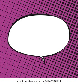 Oval Speech Bubble on Pink Background with Black Dots , Speech Bubble on Halftone Background, Retro Style, Vector Illustration