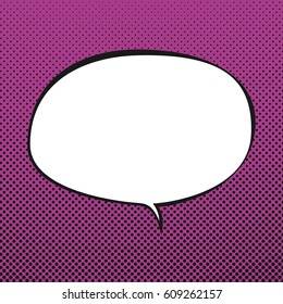 Oval Speech Bubble on Pink Background with Black Dots , Speech Bubble on Halftone Background, Retro Style,Gradient Down Up, Vector Illustration