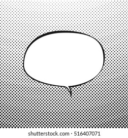 Oval Speech Bubble on White Background with Black Dots , Speech Bubble on Halftone Background, Retro Style, Gradient Down Up, Vector Illustration