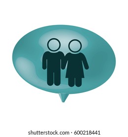 oval speech with pictogram of couple vector illustration
