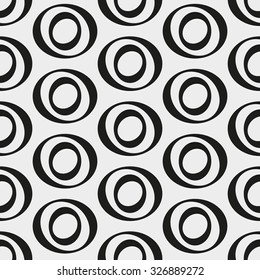oval, spiral in monochrome pattern, seamless vector background.