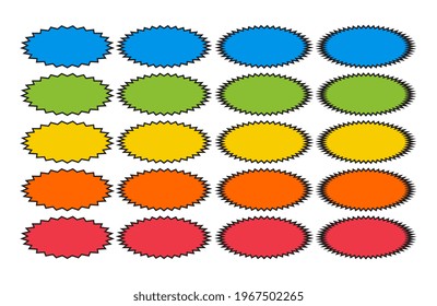 Oval Starburst Or Sunburst Badges, Abstract Shape Background, Vector Illustration