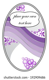 Oval sticker with purple gradient and floral motif