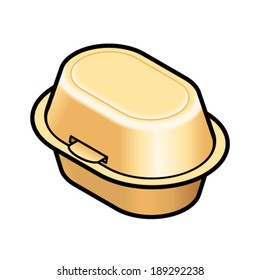 Oval styrofoam takeaway container.