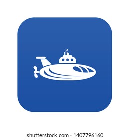 Oval submarine icon blue vector isolated on white background