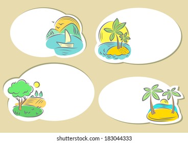 Oval summer labels set