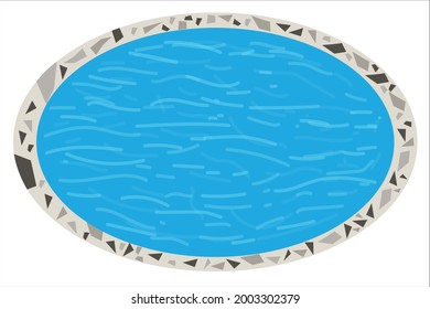 An oval swimming pool vector, the edges of the pool are bubbles of different sizes surrounding it